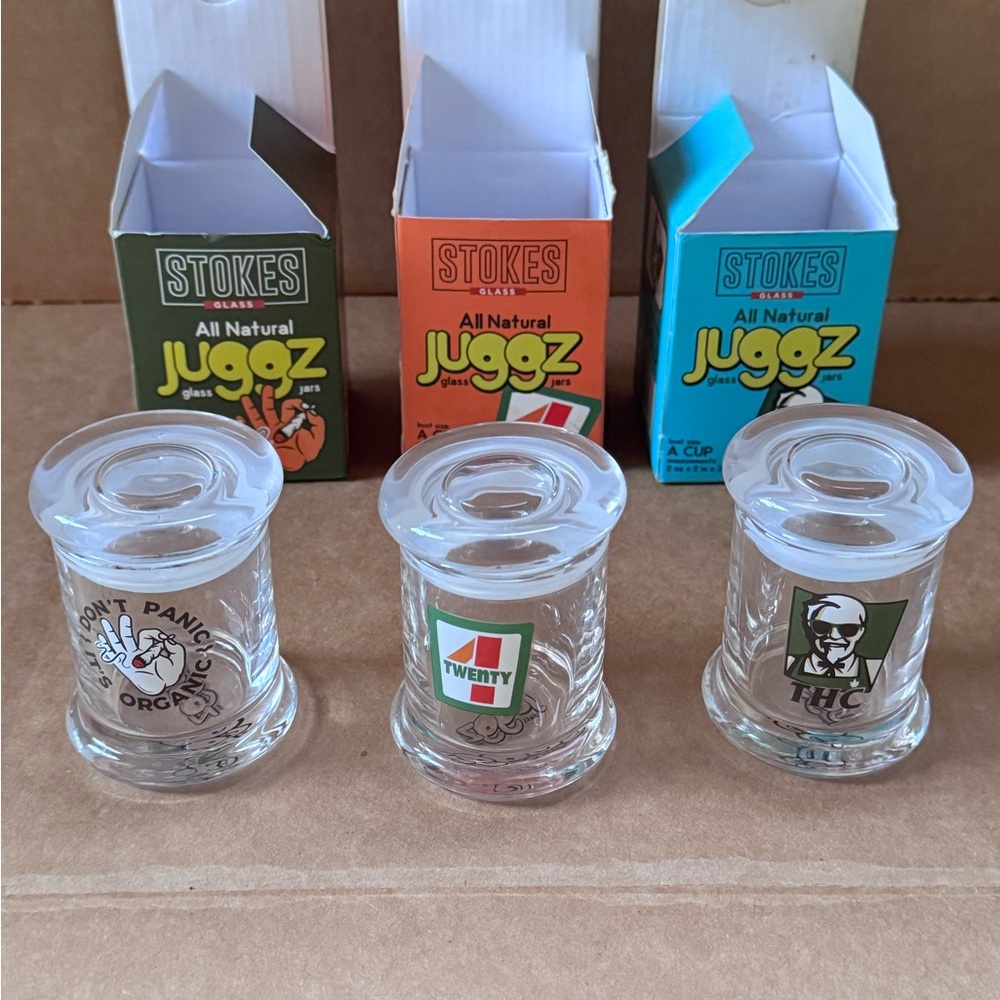 3 Stokes Decorative Glass Jars 12oz